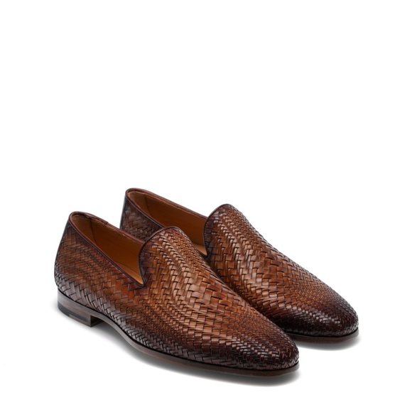 Bashwood Handamde Brown Knitted Leather Loafers main image 2